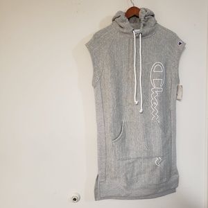 NWT Champion sleeveless striped knit dress with hoodie
